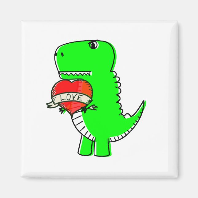 Imán Dinosaurio Día de San Valentín lindo (Frente)