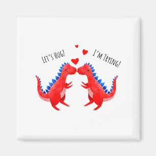 Imán Dinosaurio divertido del día de San Valentín abraz