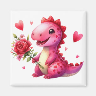 Imán Dinosaurio El día de San Valentín lindo