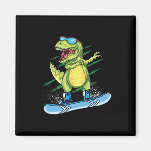 Imán Dinosaurio genial haciendo snowboarding patinando