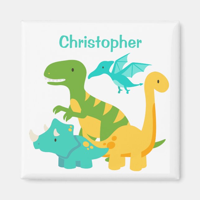 Imán Dinosaurio infantil lindo personalizado (Frente)