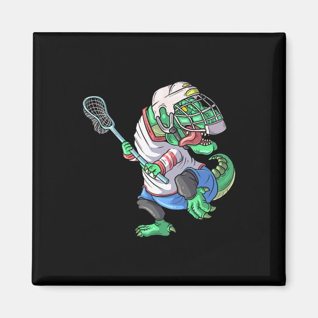 Imán Dinosaurio Lacrosse T Rex Con Palo De Lacrosse Div (Frente)