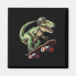 Imán Dinosaurio T Rex Divertido En Monopatín Patinando 