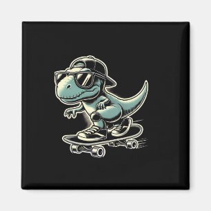 Imán Dinosaurio T Rex Monopatín Divertido Patinaje Retr
