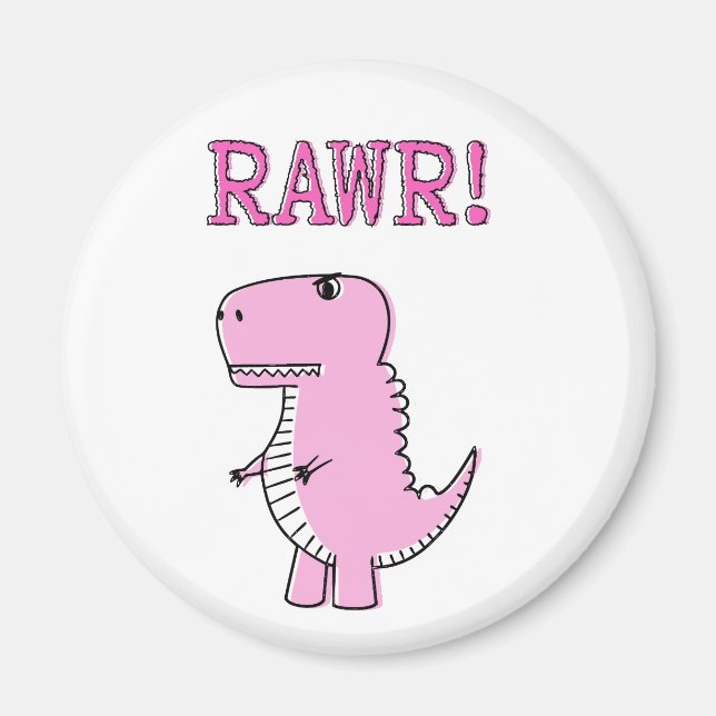 Imán Dinosaurio T-Rex, Personalizado Rosa Cuto Y Enojad (Frente)