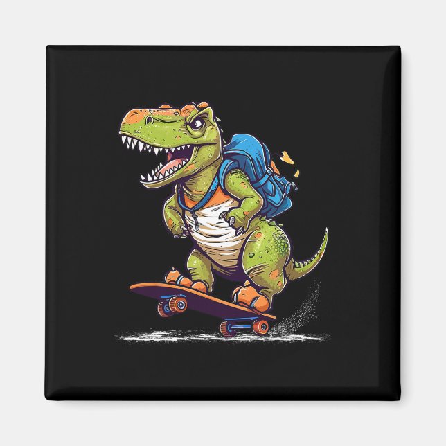 Imán Dinosaurio T Rex Skateboarding Genial Dinosaurio S (Frente)