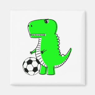 Imán Dinosaurio Verde ama el fútbol