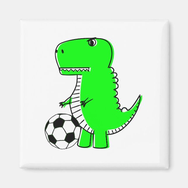 Imán Dinosaurio Verde ama el fútbol (Frente)