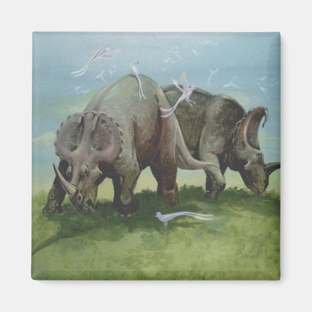 Imán Dinosaurios antiguos, Centrosaurus pastando en pra (Frente)