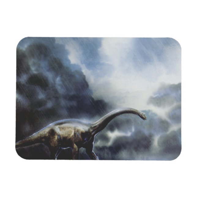 Imán Dinosaurios de época, Barapasauro con nubes de tor (Horizontal)