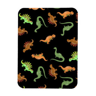 Imán Dinosaurios Lindos sobre Fondo Negro