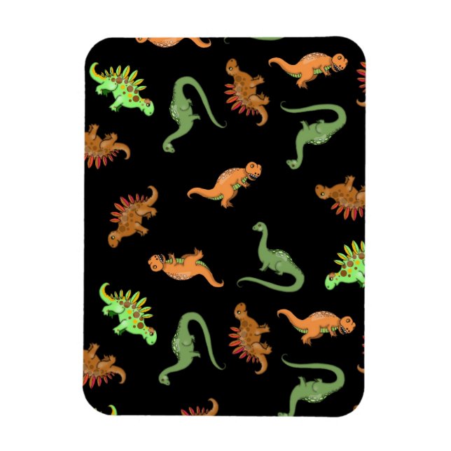 Imán Dinosaurios Lindos sobre Fondo Negro (Vertical)