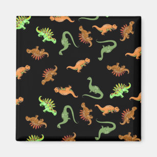 Imán Dinosaurios Lindos sobre Fondo Negro
