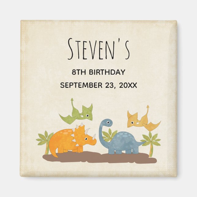 Imán Dinosaurios Lindos Vida Silvestre Prehistórica (Frente)