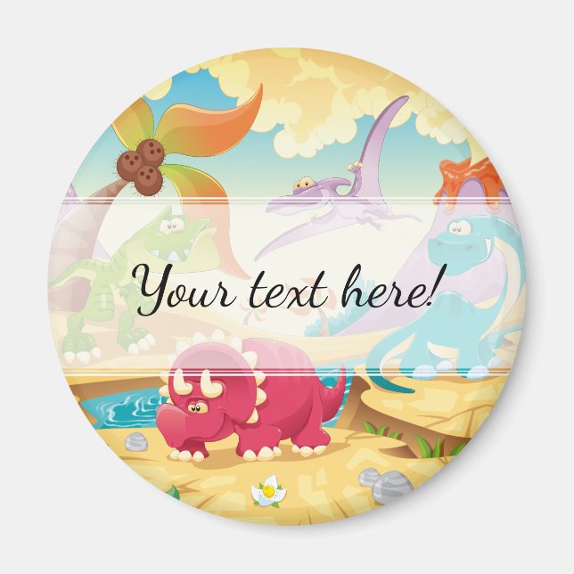 Imán Dinosaurios Personalizados divertidos y coloridos (Frente)