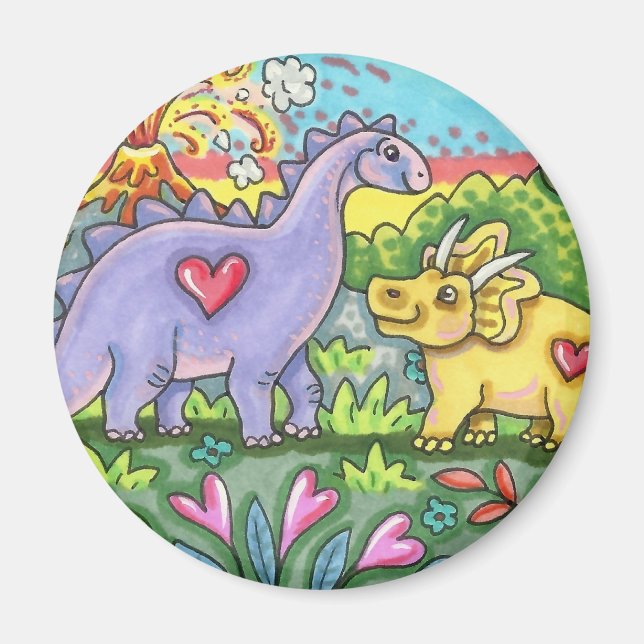 IMÁN DINOSAURIOS PREHISTÓRICOS COLORIDOS, AMIGOS DE DIN (Frente)