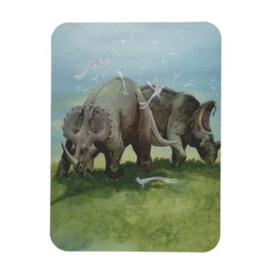 Imán Dinosaurios vintage, Centrosaurus Grazing in Meado