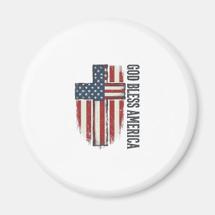 Imán Dios bendiga a América Diseño de cruz patriótica v