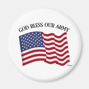 Imán DIOS BENDIGA A NUESTRO EJÉRCITO con la bandera de 