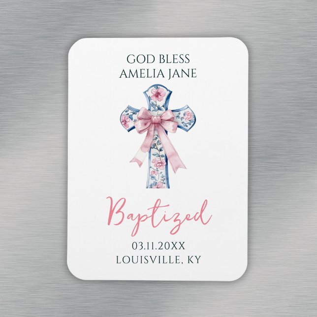 Imán Dios bendiga el bautismo Chica Keepsake (God Bless Girl Baptism Keepsake Magnet
)