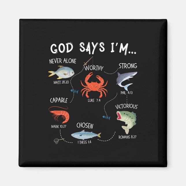 Imán Dios dice que estoy pescando versos de la Biblia d (Frente)