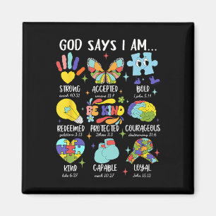 Imán Dios dice que soy amable Conciencia del Autismo Sp