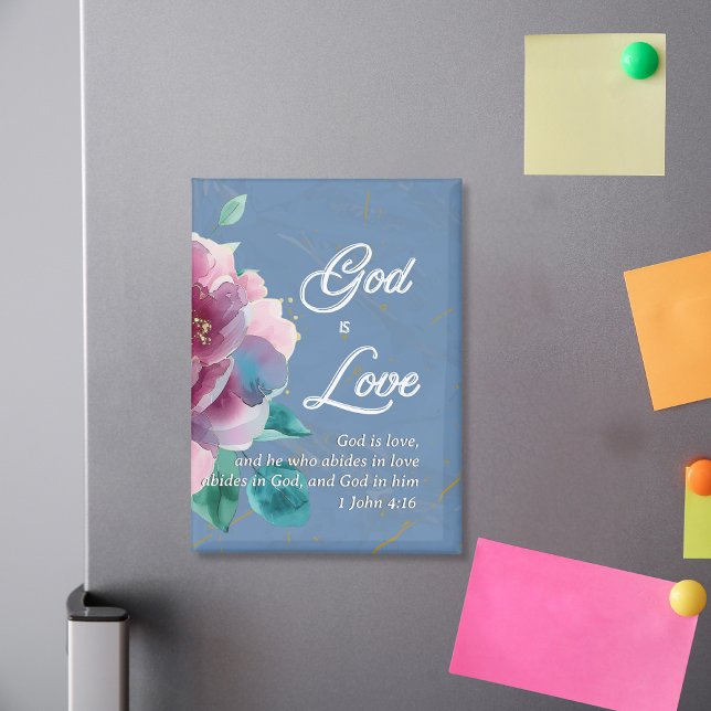 Imán Dios es amor Biblia Verse la cita cristiana floral (Subido por el creador)