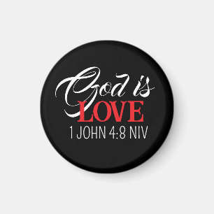 Imán Dios es Amor Biblia Verso Fe Negro y Rojo