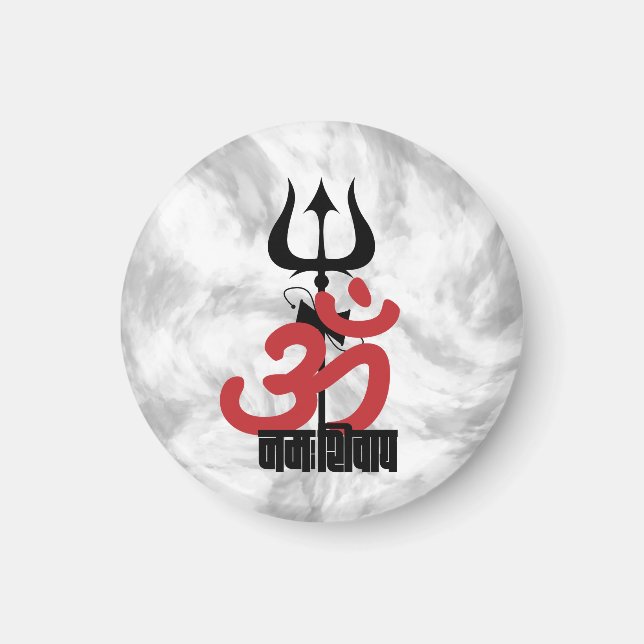 Imán Dios hindú Shiva Om Namah Shivay con OM tridente (Frente)
