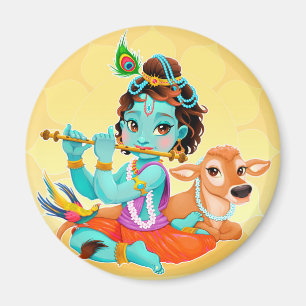 Imán Dios indio de Krishna que juega el ilustracion de