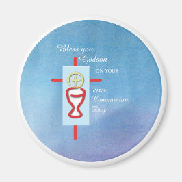 Imán Dios, primera comunión sagrada, azul