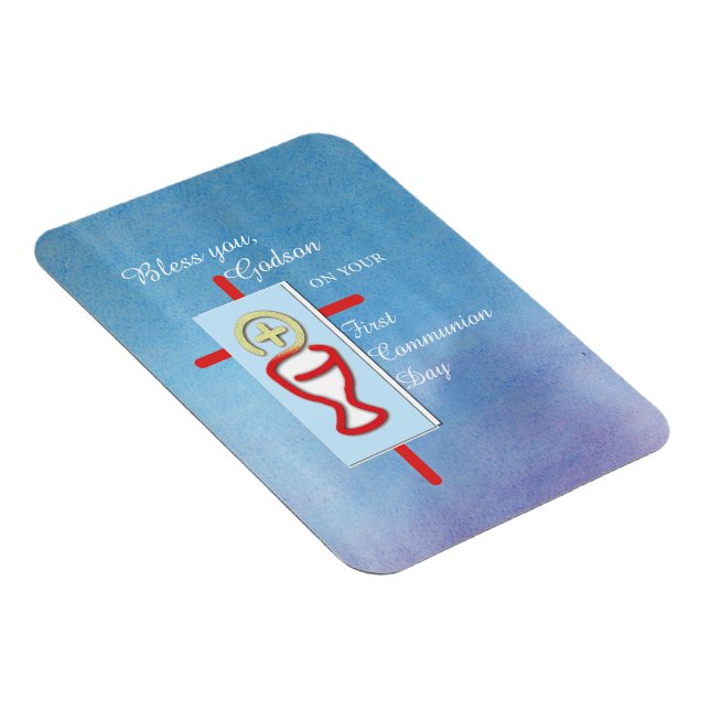 Imán Dios, primera comunión sagrada, azul (Lado Derecho)