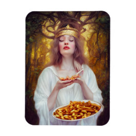 Imán Diosa con un plato lleno de arte de IA poutine