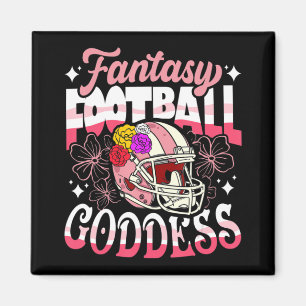 Imán Diosa de fútbol divertida, cascos de flores mujere