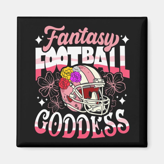 Imán Diosa de fútbol divertida, cascos de flores mujere (Frente)