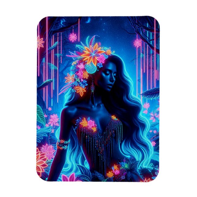Imán Diosa de la luz Neón resplandeciente Arte de fanta (Vertical)