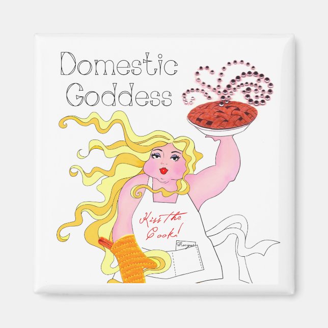 Imán "Diosa doméstica" - ¡Besa al cocinero! (Frente)