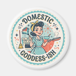 Imán Diosa doméstica divertida de mediados de siglo
