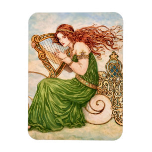 Imán Diosa irlandesa tocando el arpa – Arte Nouveau cel