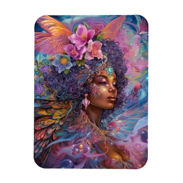 Imán Diosa negra afroamericana reina arte fantasmal M (Vertical)