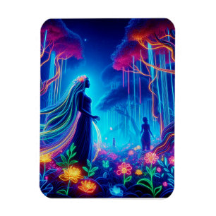 Imán Diosa Neon Forest Of Light Fantasy arte de cuento