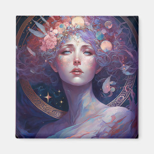 Imán Diosa Nocturna Reina Fantasía Magnet de Arte