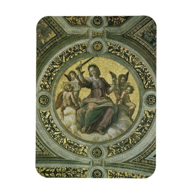 Imán Diosa romana Justicia con ángeles de Raphael (Vertical)