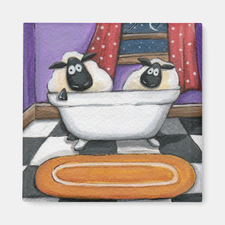 Imán Dip. oveja | Oveja tomando un Ilustracion de baño