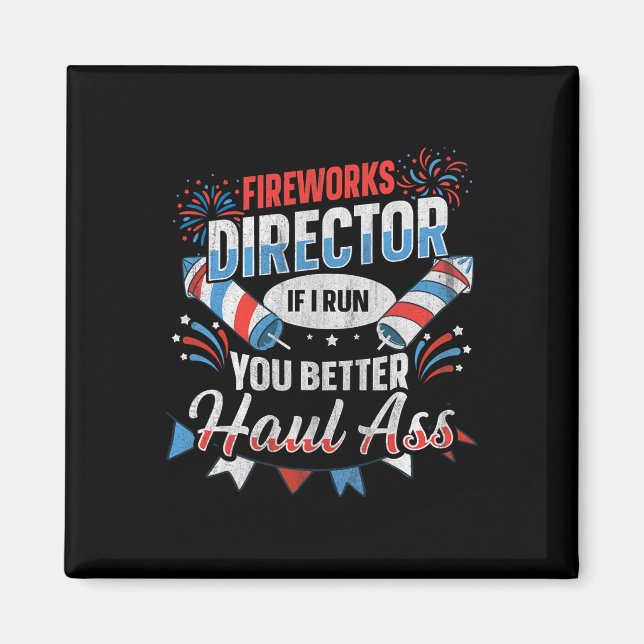Imán Director de Fuegos Artificiales Divertido 4 de Jul (Frente)