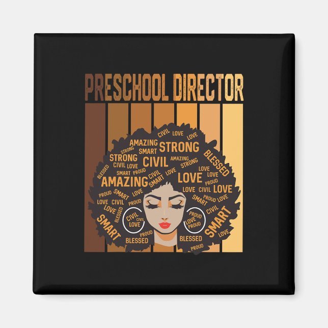 Imán Director de preescolar afro afroamericano negro su (Frente)