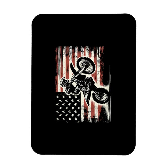 Imán Dirt Bike Bandera Americana Motocross Biker Vintag (Vertical)