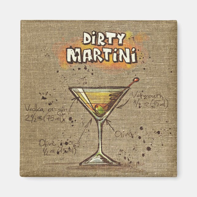 Imán Dirty Martini Recipe Bar Burlap (Frente)