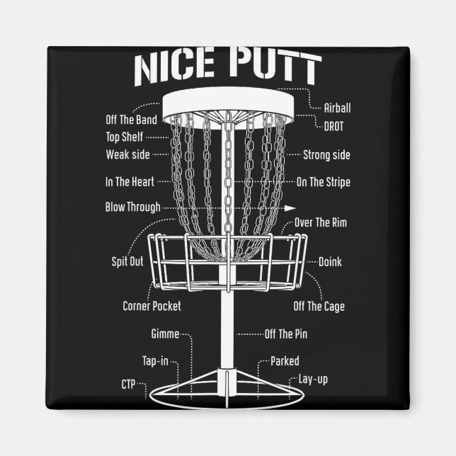 Imán Disc Golf Basket Nice Putt Funny Putting Jargon Di (Frente)