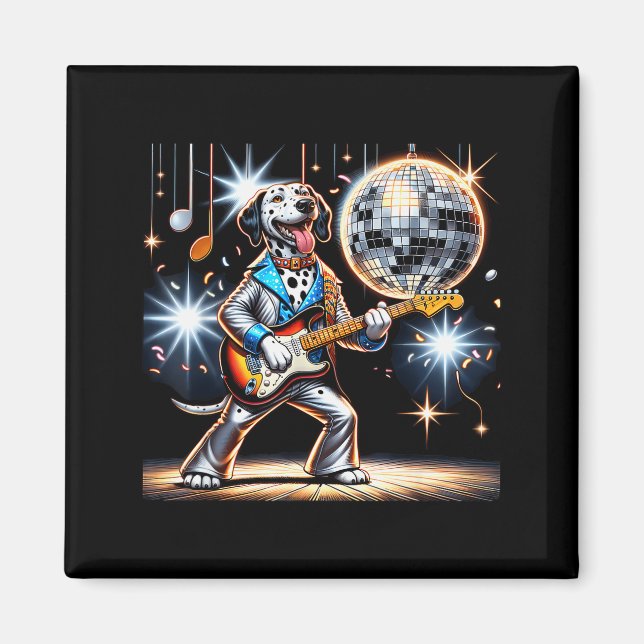 Imán Disco Ball Guitar Dalmatian Dog Men Women Kids  (Frente)
